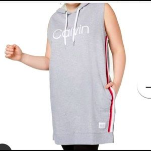Calvin Klein Plus Logo Sleeveless Hoodie Dress 2X
